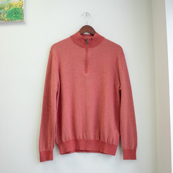 Vineyard Vines Striped Quarter Zip Cashmere Blend Sweater Size Large - Picture 1 of 6